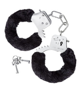 Наручники с мехом Blush Temptasia Beginner, черные, 27 х 5.5 см - No Taboo