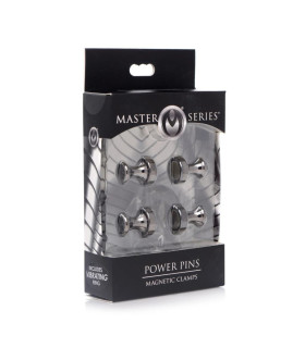 Зажимы для сосков XR Brands Power Pins магнитные, черные, 2 х 1.5 см - No Taboo