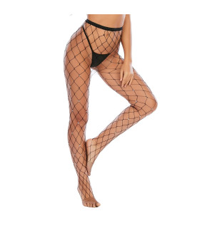 Колготи в велику сіточку Star Night зі стразами, чорні, XS-M - No Taboo