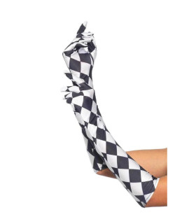 Перчатки Leg Avenue Harlequin сатиновые, черно-белые, One Size - No Taboo