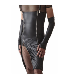 Комплект мужской для кросс-дрессинга Regnes Fetish Planet платье с бретельками и перчатки с молниями, черный, M - No Taboo