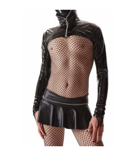 Комплект мужской для кросс-дрессинга Regnes Fetish Planet куртка кроп-топ и мини-юбка, черный, S - No Taboo