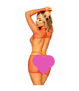 Сексуальное мини-платье с длинными рукавами,Leg Avenue, красного цвета One Size - No Taboo