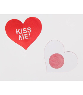 Наклейки на соски Star Night Kiss Me сердечки, красные, One Size - No Taboo