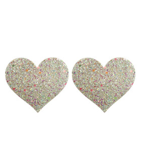 Наклейки на соски Star Night сердечка, світяться в темряві, сірі, One Size - No Taboo