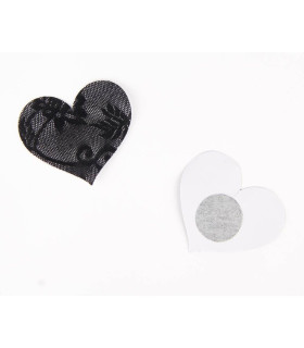 Наклейки на соски Star Night мереживні сердечка, чорні, One Size - No Taboo