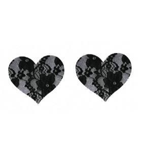 Наклейки на соски Star Night мереживні сердечка, чорні, One Size - No Taboo