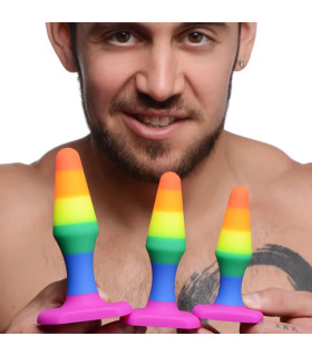 Набор анальных пробок Frisky Rainbow разноцветный, 3 шт - No Taboo