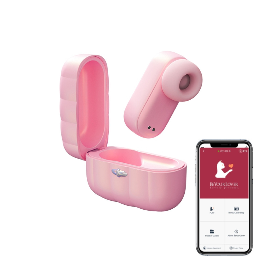 Вакуумный стимулятор для клитора BeYourLover Alggie в кейсе в форме наушника, розовый (334139), zoom