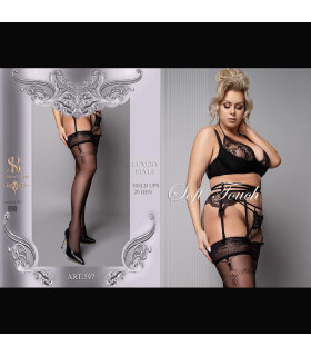 Чулки Ballerina's Secret 597 с узором, черные, XL-XXL - No Taboo