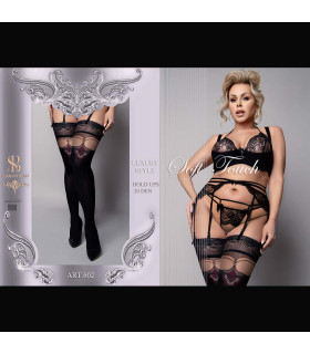 Чулки Ballerina's Secret 602 с узором, черные, XL-XXL - No Taboo