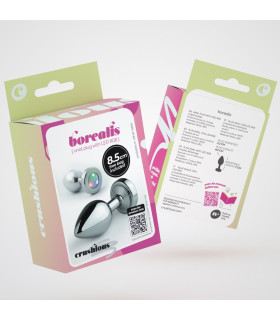 Анальная пробка Crushious Borealis с фонариком, серебристая, 8.5 х 3.2 см - No Taboo