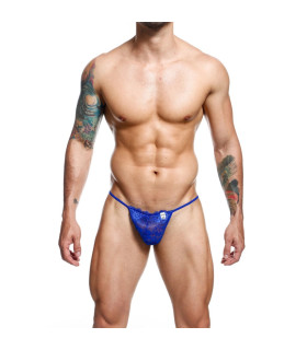 Мужские стринги Mob Eroticwear с кружевом синие, S-M - No Taboo
