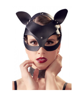 Маска кошки с ушками Bad Kitty на заклепках, черная, One Size - No Taboo