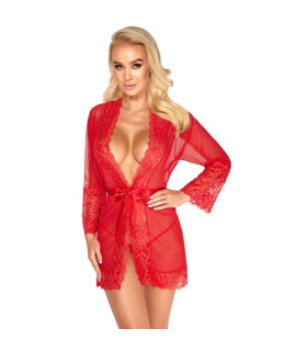 Халатик Kissable з мереживом, червоний, S-M - No Taboo