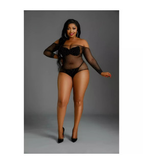 Боди Moonlight Lingerie полупрозрачное, черное, Plus Size - No Taboo