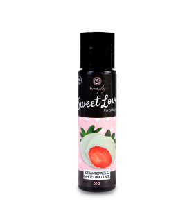 Оральний лубрікант Secret Play зі смаком полуниці та білого шоколаду, 60 мл - No Taboo