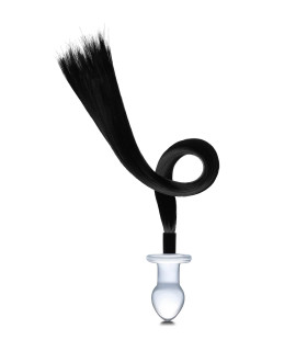 Анальная пробка Glass Horse Tail с хвостиком, стеклянная, 7.6 х 3.8 см - No Taboo