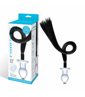 Анальная пробка Glass Horse Tail с хвостиком, стеклянная, 7.6 х 3.8 см - No Taboo