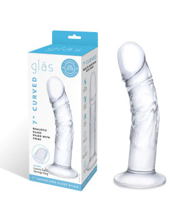 Фалоімітатор Glas Curved реалістичний, з венами, скляний, 17.8 х 8.4 см - No Taboo