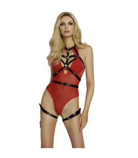 Комплект для БДСМ игр Sunspice боди и портупея, черно-красный, One Size - No Taboo