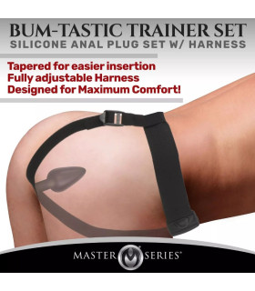 Набор анальных пробок Master Series Bum-Tastic с ремешками, черный, 3 шт - No Taboo