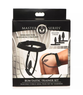 Набор анальных пробок Master Series Bum-Tastic с ремешками, черный, 3 шт - No Taboo