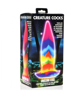 Фаллоимитатор в виде языка XR Brands Unicorn Kiss светящийся в темноте, разноцветный, 21.3 х 5.8 см - No Taboo