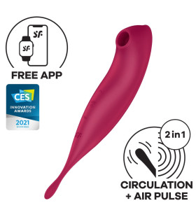 Вібратор для клітора Satisfyer Twirling Pro з вакуумною стимуляцією, червоний, 20 х 4 см - No Taboo
