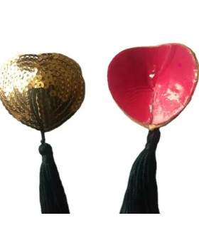 Наклейки на соски Sunspice в виде сердец с кисточками, красные, One Size - No Taboo