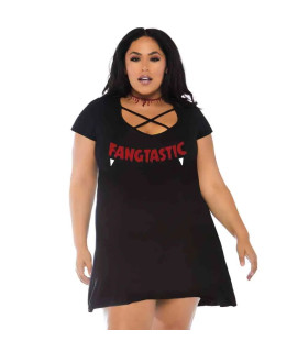 Сукня Leg Avenue Fangtastic Jersey з принтом, чорна, Plus Size - No Taboo