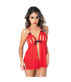 Бебидол и стринги Daring Intimates с рюшками, красные, S-M - No Taboo