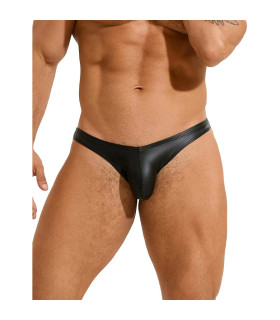 Мужские стринги Star Night из экокожи, черные M - No Taboo