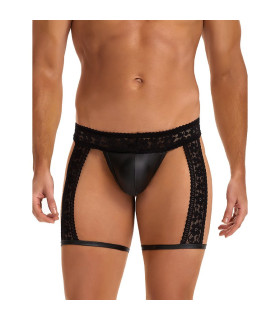 Мужские трусы открытые Star Night с кружевом, черные, S - No Taboo
