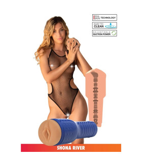 Мастурбатор вагіна в колбі Shona River Pornstar Pussy бежевий, 26 х 8.5 см - No Taboo