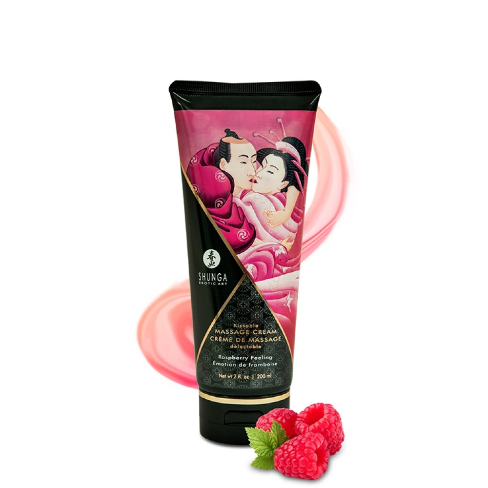 Съедобный массажный крем Shunga Kissable со вкусом малины, 200 мл (24093), zoom