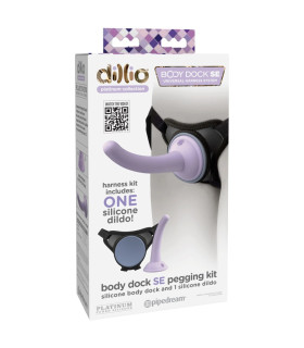 Страпон Pipedream Body Dock Se черно-фиолетовый, 15 х 2.4 см - No Taboo