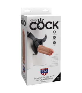 Страпон з подвійним фалоімітатором Pipedream Harness 7 Two Cocks One Hole 19,1 см діаметр-4,6 - No Taboo