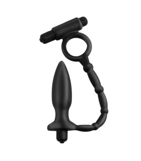 Анальна пробка з ерекційним кільцем з вібрацією Pipedream чорні, 10.1 х 3.1см - No Taboo