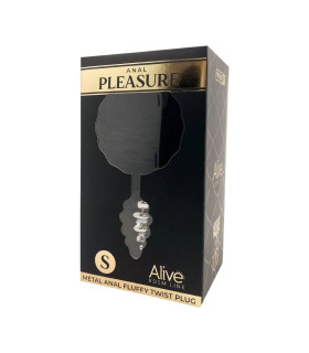 Анальная пробка Alive S с черным хвостиком, серебристая, 7 х 2.8 см - No Taboo