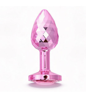 Анальная пробка NO TABOO, S, 54 г, металлическая, розовая с камнем, 7 х 3,5 см - No Taboo