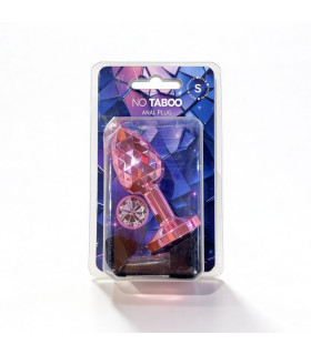 Анальная пробка NO TABOO, S, 54 г, металлическая, розовая с камнем, 7 х 3,5 см - No Taboo