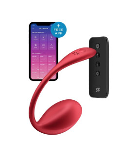 Вибратор в трусики Satisfyer Ribbed Petal с приложением и пультом, красный, 23.5 х 3.8 см - No Taboo