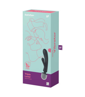 Вібратор-мікрофон Satisfyer Triple Lover потрійна дія, сірий, 24 х 3.8 см - No Taboo