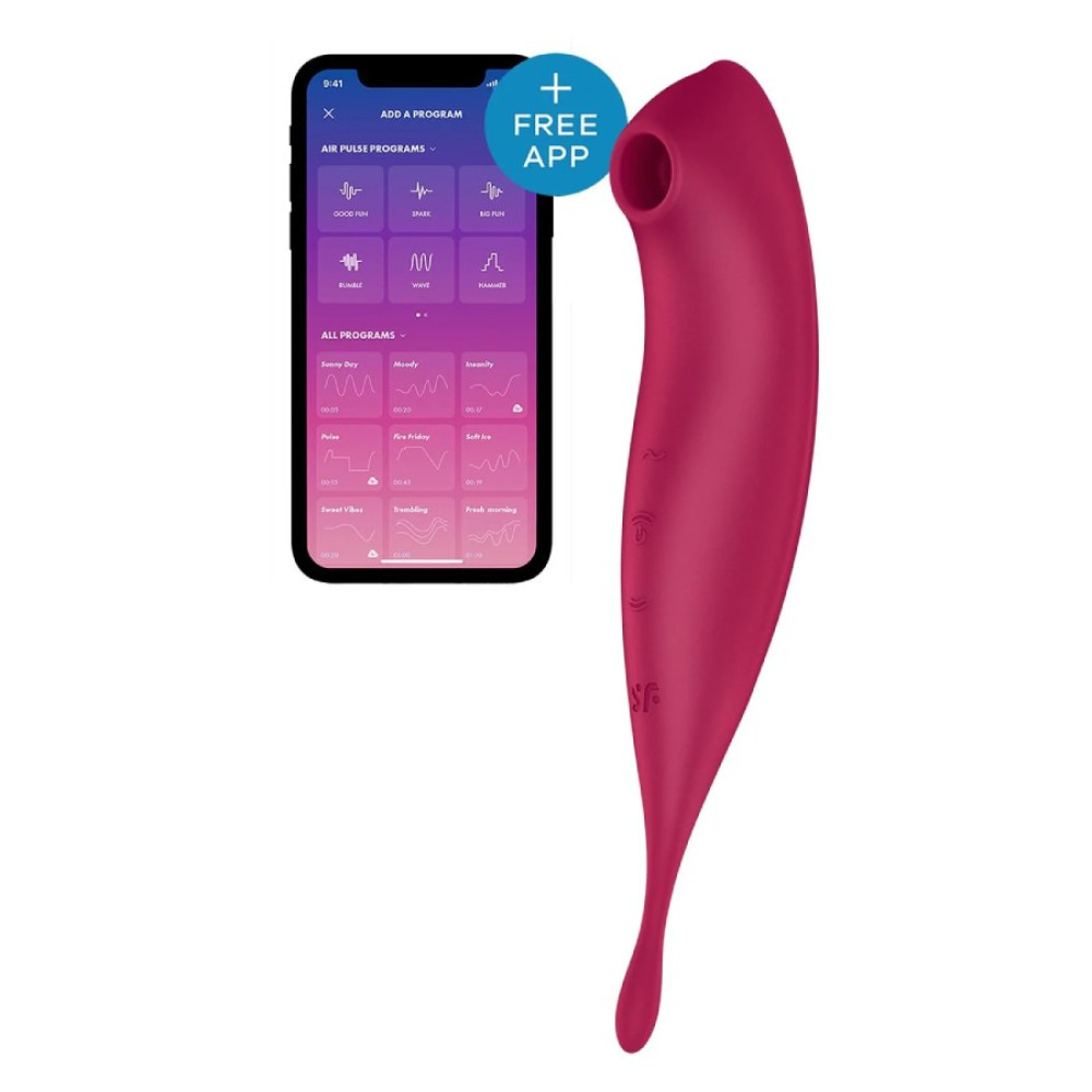 Вибратор с волновой стимуляцией Satisfyer Twirling Pro с приложением, красный, 20.5 х 3.7 см (336967), zoom