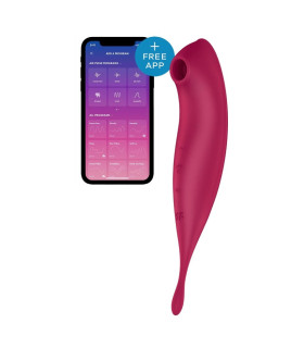 Вибратор с волновой стимуляцией Satisfyer Twirling Pro с приложением, красный, 20.5 х 3.7 см - No Taboo