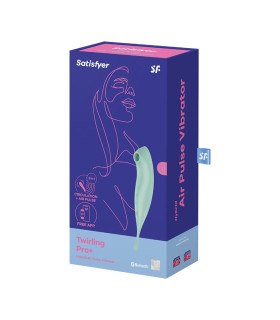Вибратор с волновой стимуляцией Satisfyer Twirling Pro с приложением, мятный, 20.5 х 3.7 см - No Taboo