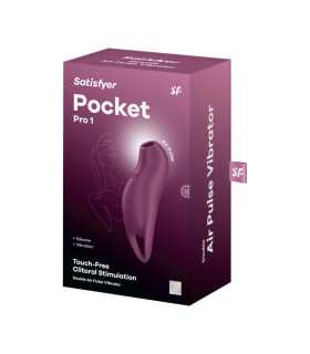 Вакуумный стимулятор клитора Satisfyer Pocket Pro 1 с вибрацией, бордовый, 14 х 3.6 см - No Taboo