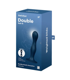 Фаллоимитатор Satisfyer Double Ball-R на присоске, синий, 17.9 х 3.8 см - No Taboo