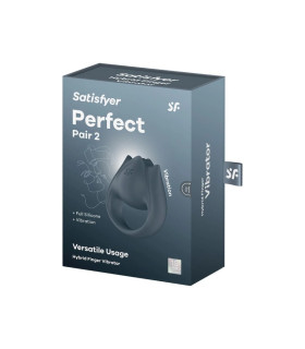 Вибратор на палец Satisfyer Perfect Pair 2 эрекционное кольцо, серое, 6.7 х 4.5 см - No Taboo